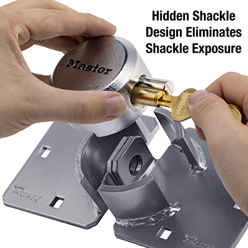 Master Lock Puck Lock, Heavy Duty Hidden Shackle Lock and Hasp, Solid