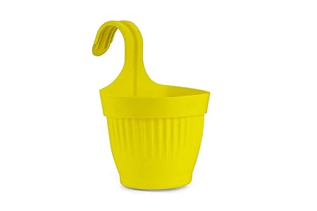 Gardens Need 100% Virgin Plastic Dzire Pot-07 Hanging Planter| Set of 5 Planter, (11.5cm x 18cm x 26.5cm, Yellow)