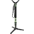 HUNTPAL Hunting Monopod Shooting Stick Gun Rifle Rest Crossbow Shooting Rest with Tiltable and Horizontally Rotatable Tri-Stand Tripod Base, Matt Aluminum 21"-65" Shooting Stand with V Yoke Head
