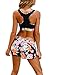Women's Sport Two Piece Swimsuits with Racerback Crop Top Boyshort Bottom