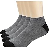 BEAMARKER 4 Pairs Polyester Men's Athletic Ankle Socks Sweat Wicking Comfort Breathable Sports Running Low Cut Short Socks with Non-Slip Cushion for Men Casual Wear Travel Gray Size 8-11
