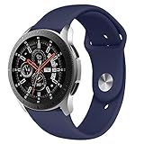 Kmasic Sport Band Compatible Samsung Galaxy Watch 46mm, Gear S3 Band, Soft Silicone Strap Replacement Wristband Compatible Samsung Galaxy Watch SM-R800NZSAXAR Smart Fitness Watch, Large, Ocean Blue