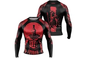 AUREIKA Spartan Men’s Long Sleeve Combat Rash Guard – Lightweight Compression Shirt for Jiu Jitsu MMA Grappling Athletes