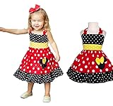 StylesILove Minnie Polka Dot Shoulder Straps Girl Costume Dress (6-12 Months) , Red