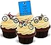 Keep Calm Motocross Biker Mix - Fun Novelty Birthday PREMIUM STAND UP Edible Wafer Card Cake Toppers Decoration