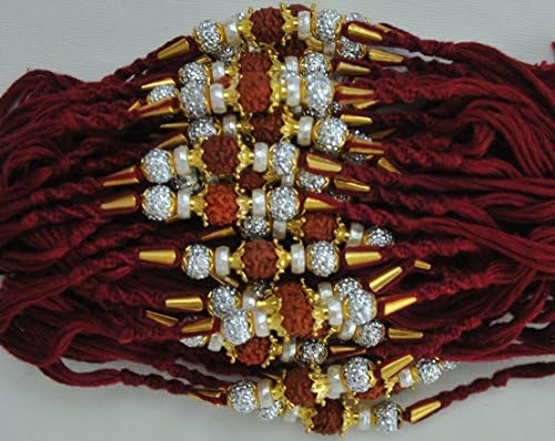 Fancy rakhi with Rudraksha, diamonds and beads design ED10549