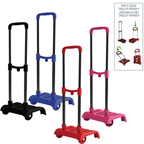 Chariot Pliable Pour Sac à Dos Safta - Léger, Résistant, Poignée Télescopique & Roues - Bleu Clair