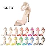 ZriEy Dance&Style Women's Ladies Double Strap Buckle Closed High Heel Wedding Party Work Sandals Peep Toe