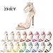 ZriEy Dance&Style Women's Ladies Double Strap Buckle Closed High Heel Wedding Party Work Sandals Peep Toe