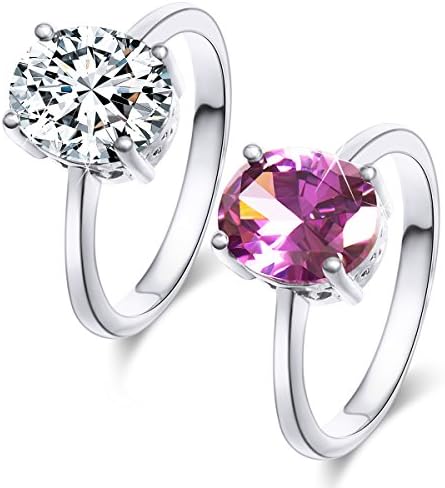 Casoty 2Pcs Women's Cubic Zirconia Eternity Ring Band Promise Marry Ring Wedding Rings Set Sizes 9