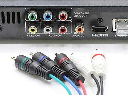 THE CIMPLE CO - Component and Composite Video Audio Cable – (3 Pack) Gold Plated 5 RCA Cables (12 ft Length) – Supports 480i, 480p, 720p and 1080i