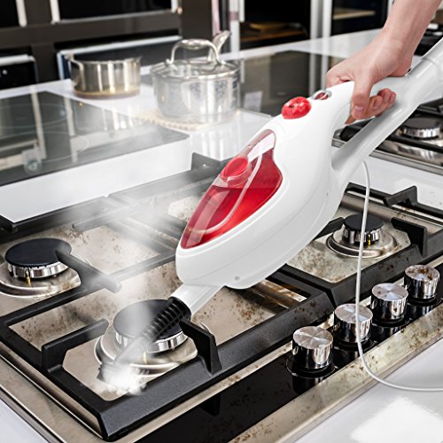 Steam Mop Cleaner, 1500w Multi-Surface All-In-One Floor Handheld Steam Cleaner Floor Steamer with 13 Accessories for Cleaning Tile Laminate Marble Sealed Hardwood Floors Carpet Furniture Fabrics Red - Thumbnail 4