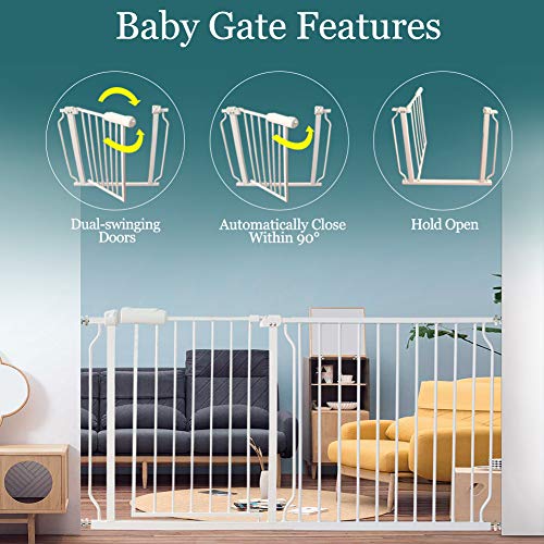 ALLAIBB Extra Wide Pressure Mounted Baby Gate Walk Through Child Kids