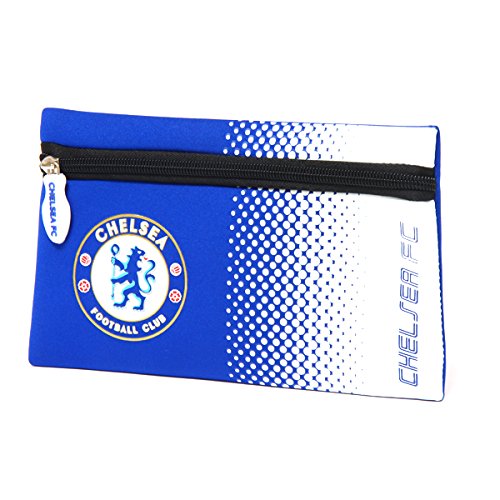 Official Football Merchandise Flat Neoprene Zip Pencil Case Official Club Colours , Chelsea FC