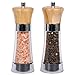 Vina Manual Salt Pepper Grinder Set of 2, Wood Top Pepper Mill and Salt Mill with Ceramic Adjustable Rotor, Chess Piece Design - Free Garlic Roller As Gift