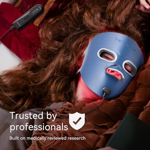 Hello Face Mascarilla LED Facial, Luz roja facial + infrarroja, 280 chips, batería integrada, Terapia de luz LED doméstica