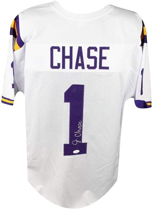 Ja'Marr Chase Autographed LSU Custom White Football Jersey - JSA COA at Amazon's Sports 