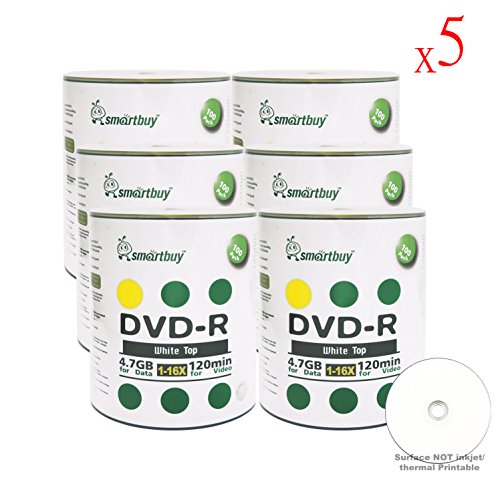 Smart Buy 3000 Pack DVD-R 4.7gb 16x White Top Blank Data Video Movie Record Disc, 3000 Disc 3000pk