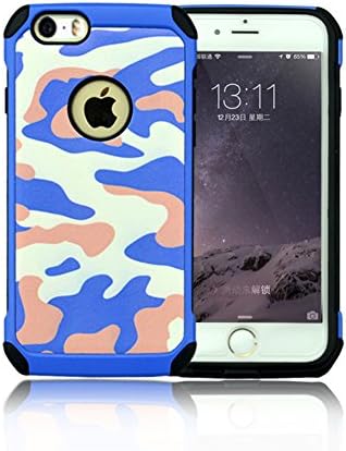 iPhone 5 case,iPhone Se Camo Case,3 In 1 Plastic Leather and TPU Hybrid Slim Strong Hard Back Heavy Duty Shockproof Armor Camouflage Cover for iPhone 5/5s/Se-Blue