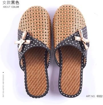 fankou The breathable cool slippers summer female farm-stay Bow Tie indoor slippers,37, black