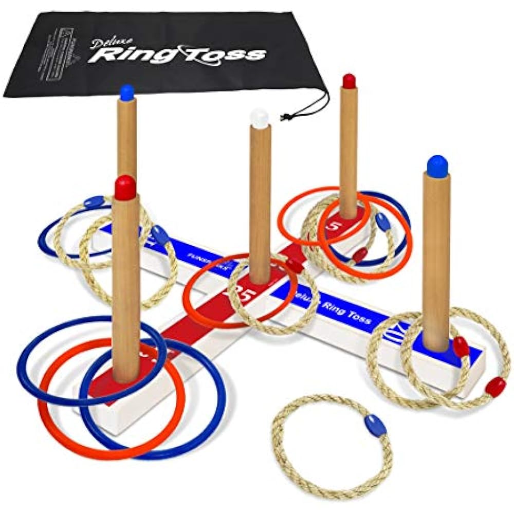Ring Toss Deluxe Game Set Outdoor Kids Toy Keeps Them Active Includes