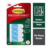 Command Outdoor Replacement Strips, Re-Hang Outdoor Hooks, 16 strips, Water-Resistant Adhesive, Small (17022AW-ES)