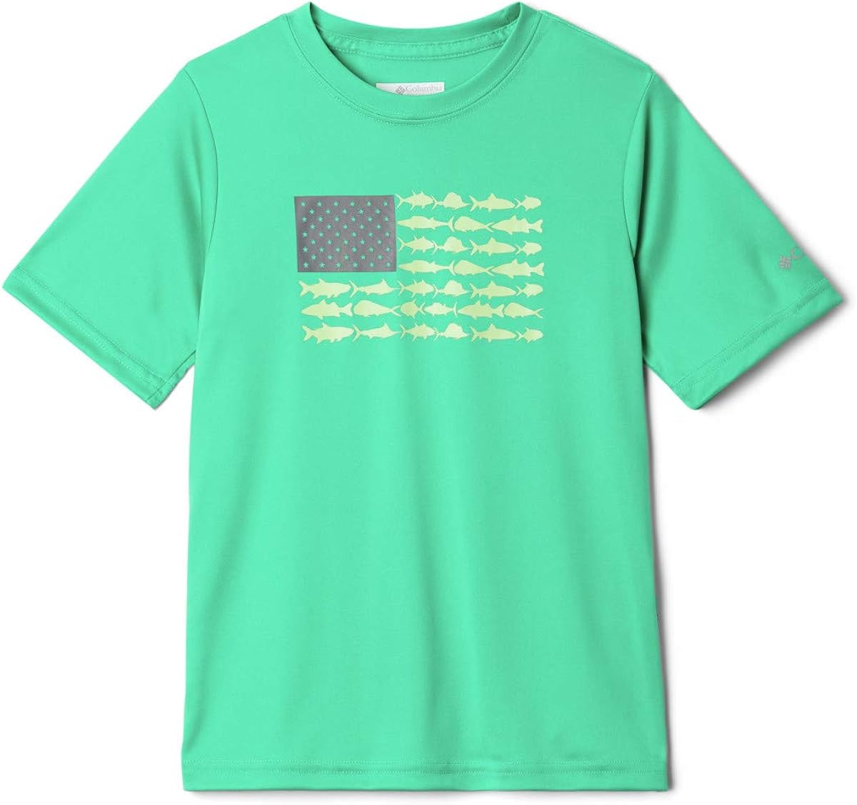 Short PFG Finatic Boys Big Baby & Kids Columbia Sleeve Medium Flag, Fish Lime Dark Shirt, Shirts