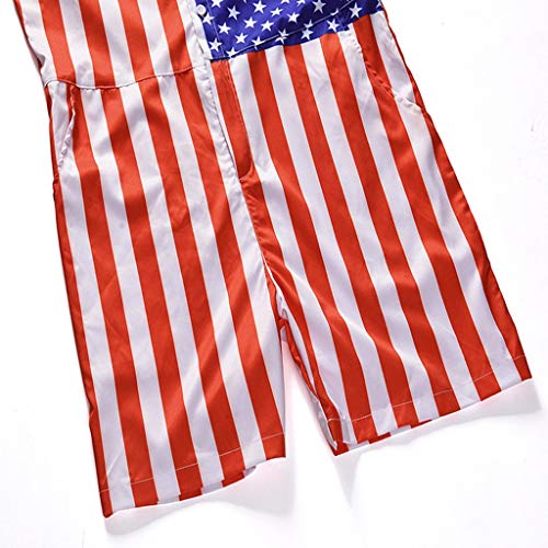 2019 Shirts Deals ! Men's American Flag Striped Button Short Sleeve Top Shirt Siamese Pants Red - Thumbnail 4