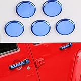 Hooke Road Blue Door Handle Exterior Push Button Cover Trim for 2007-2018 Jeep JK Wrangler & Unlimited - Set