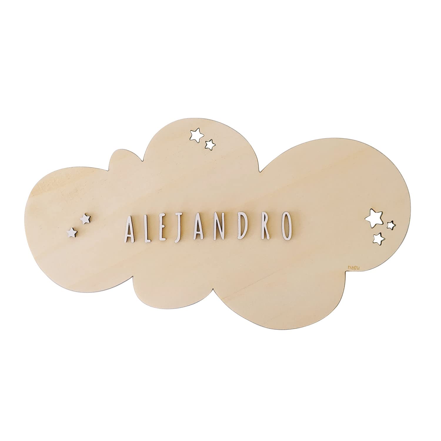 nagu® Cloud. Personalised Wooden Names | Wooden Hanging Plaque, Includes Self-Adhesive Letters | Decorative Wooden Letters | Decorative Wooden Letters | Personalised Wooden Name