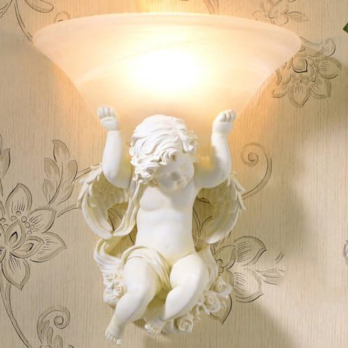 Pumpink European Little Angel Wall Light Wall Sconce Simple Bedroom Bedside LED Living Room TV Wall Lamp Wall Lantern Postmodern Corridor Aisle Stairs Child Baby Bracket Light (Color : Beige-Right)