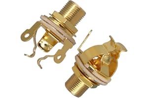 GENERIC 2 Pack Guitar input jack,1/4" Full-contact Output Jack,Brass Multi-Contact,Dual Tension Grounds&Dual Positive Tips for Optimal SignalTone&Lowest Possible Noise for Guitar/Bass(Golden)