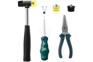 TSURPCAO 5pcs Upholstery Tacks Tools, Double-Faced Upholstery Mallet with 2 Replacement Rubber Heads,Tack Lifter,and Removal Pliers for Sofa, Chair, Bed and Other Furniture (Upholstery Tacks Tools)