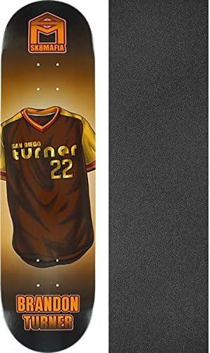 Sk8mafia Skateboards Brandon Turner Hall of Fame Skateboard Deck - 8.19" x 32" with Mob Grip Perforated Griptape - Bundle of 2 items