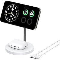 Anker MagSafe Compatible MagGo Charger Stand, iPhone 16 Wireless Charger, 2-in-1 Charging Station, Qi2 Certified 15W Max Char