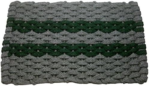 Rockport Rope Doormats 2030318 Indoor and Outdoor Doormats, 20 by 30-Inch, Gray with 2 Green Stripes with Gray insert
