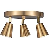 CRAFTRONOS 3 Light Track Lighting Kit, Matt Brass Finish Canopy with Moden Flush Mount Ceiling Spotlight for Kitchen,Dining,L