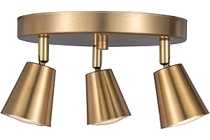 CRAFTRONOS 3 Light Track Lighting Kit, Matt Brass Finish Canopy with Moden Flush Mount Ceiling Spotlight for Kitchen,Dining,Living Room,Home Improvement