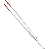 CAPASTEC 10.63" L Aquarium Straight Feeding Tweezer for Feeding with Red Rubber Tip