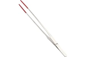 CAPASTEC Reptile Feeding Tongs, Stainless Steel Lizard Feeding Tongs, Aquarium Straight Feeding Tweezers for Reptiles with Rubber Tip, Terrarium Feeding Tongs for Gecko, 10.63" Length, Red