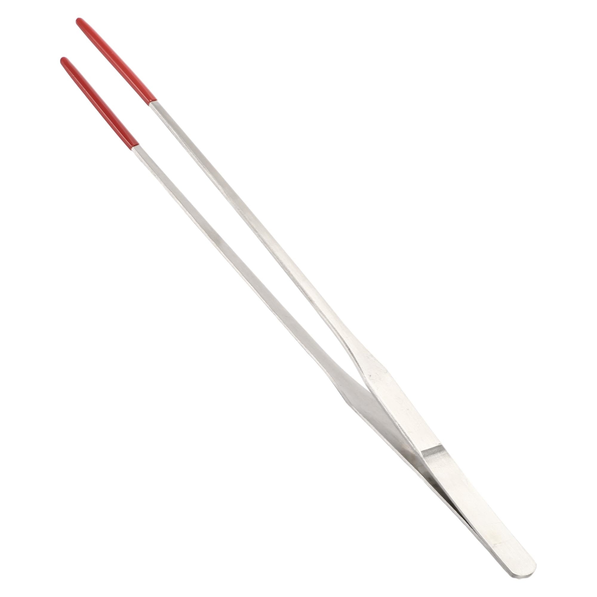 CAPASTEC Reptile Feeding Tong, Stainless Steel Lizard Feeding Tong, Aquarium Straight Feeding Tweezers for Reptiles with Rubber Tip, Terrarium Feeding Tong,10.63" L, Red, Silver Tone