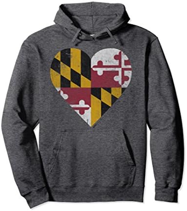 Unisex Vintage Love Maryland State Flag Pullover Hoodie Medium Dark Heather