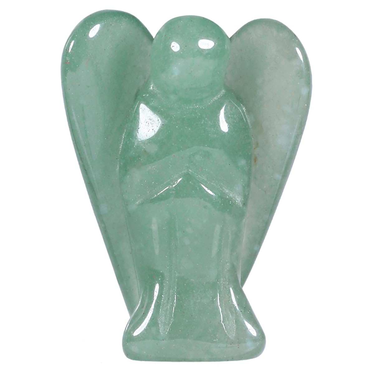 Nupuyai Green Aventurine Guardian Crystal Angel Ornament, 4cm Hand Carved Healing Gemstone Pocket Angel Statue Figurine for Home Decor