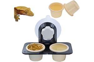 MRTIOO 100 Cup + Enhanced Feeding Ledge, Reptile Amphibian Food Bowls and Water Dish, for Crested Gecko, Lizard Or Other Small Pet Feeder Ledge Accessories Supplies, with Gecko Food