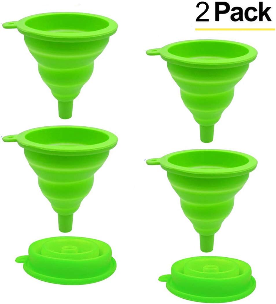 Collapsible Funnel Set, 2 Pack, Small, Silicone Foldable