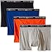 Beverly Hills Polo Club Men's 4 Pack Solid Boxer Brief, Blue/Orange/Grey Heather/Black, Large