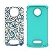 LEEGU Case for Moto Z Play Droid,Shock Absorption Dual Layer Heavy Duty Protective Silicone Plastic Cover Case for Motorola Moto Z Play Droid - Blue Flower