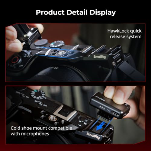 SMALLRIG Jaula de liberación rápida HawkLock para Canon R6 V, Jaula Completa de aleación de Aluminio para cámara, Placa QR para rieles Arca, Cold Shoe y NATO, para estabilizador dji RS - 6372