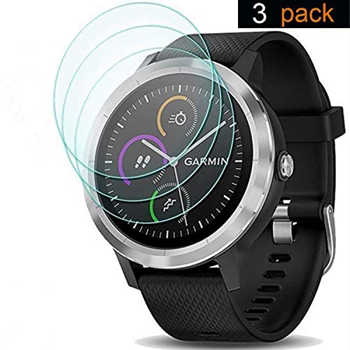 Garmin Vivoactive 3 Screen Protector (Not Fit for Vivoactive 3 Music), Ankey 3 Pack Vivoactive 3 Tempered Glass Screen Protector for Garmin Vivoavtive 3-9H Hardness Full Coverage Screen Protector
