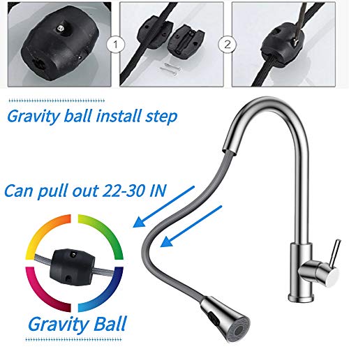 Kitchen Faucet Pull Down Chrome Stainless Steel Wrench Sink Brass Modern Single Handle Hole Waterfall Cold Hot Water with Widespread Sprayer for Home Bar